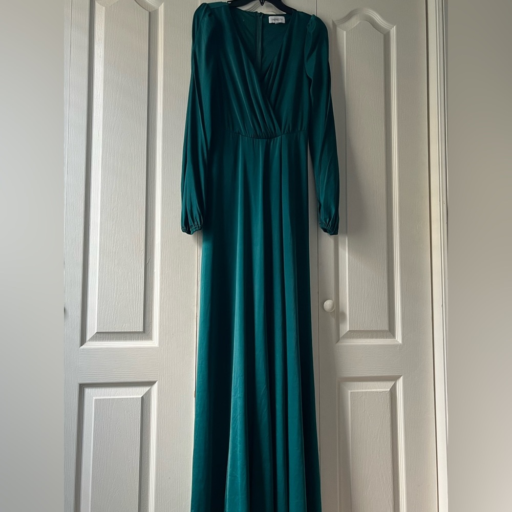 Floor length satin dress